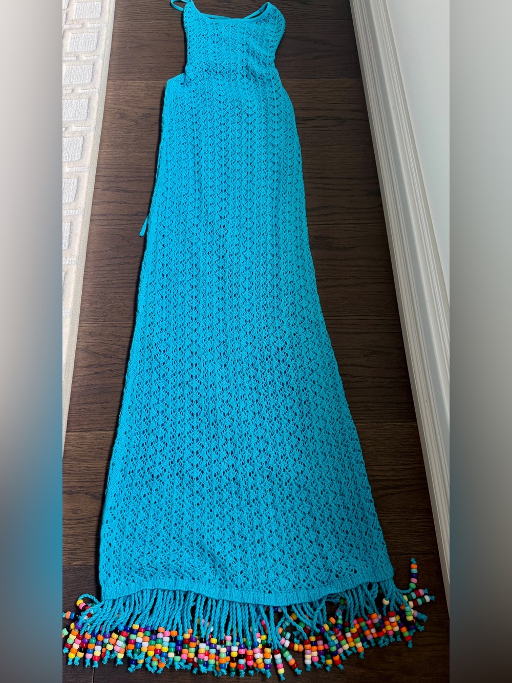 Turquoise Crochet Maxi Skirt